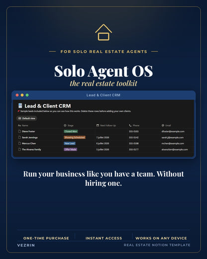 Solo Agent OS: Real Estate Agent Notion Template