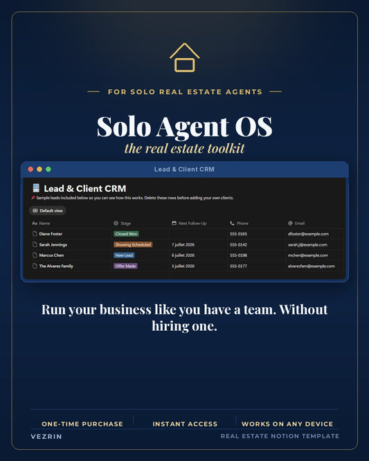 Solo Agent OS: Real Estate Agent Notion Template