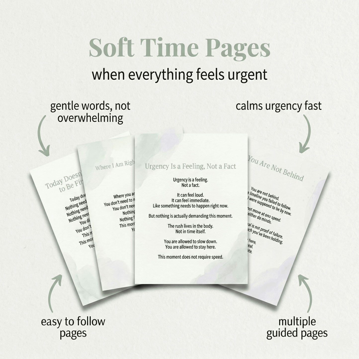 Soft Time Pages - gentle printable pages for women with ADHD when everything feels urgent. Calms time pressure, easy to follow, no planning required.